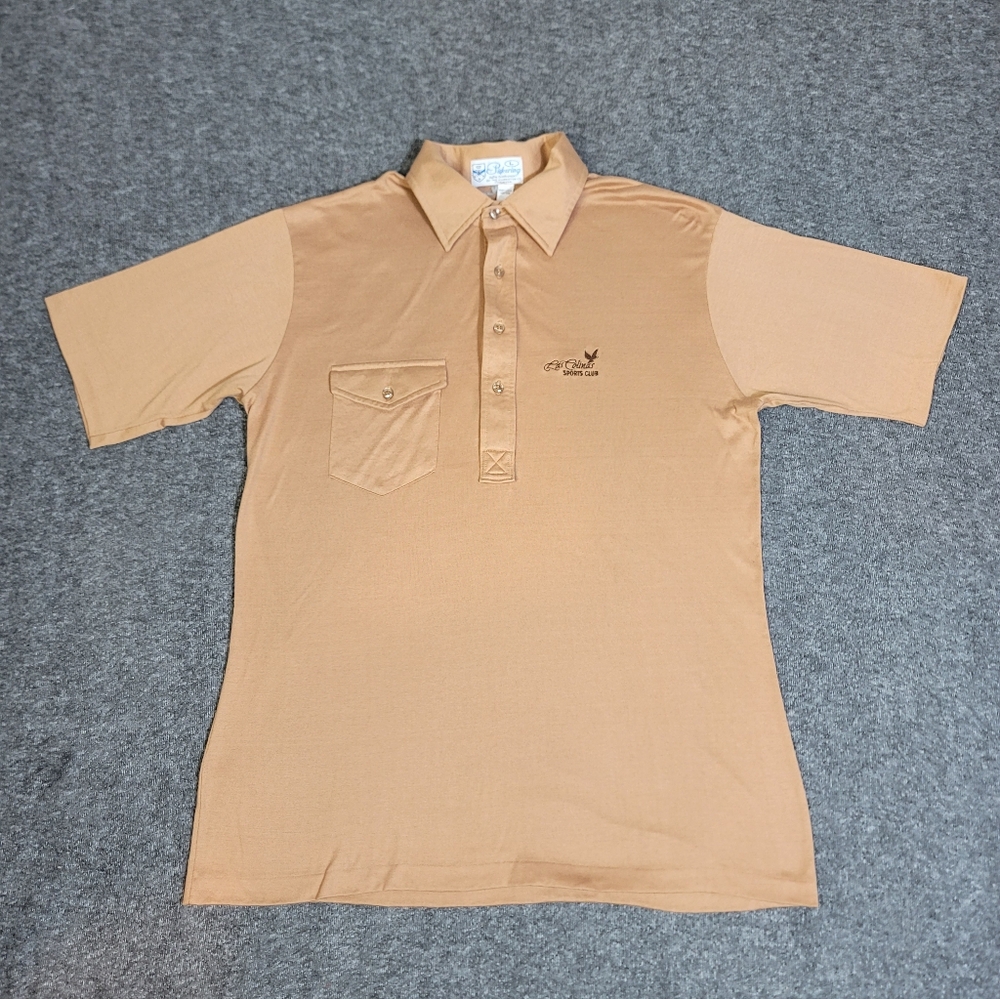 Vtg Pickering Golf Polo L Brown USA Lisle Cotton Los Colinas Sports Club New